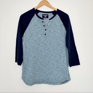 Express Henley 3/4 Sleeve Blue Shirt Medium